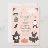 Halloween Spooky One First Birthday Invitation Kaart (Voorkant)