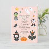 Halloween Spooky One First Birthday Invitation Kaart (Staand voorkant)