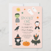 Halloween Spooky One First Birthday Invitation Kaart (Voorkant)