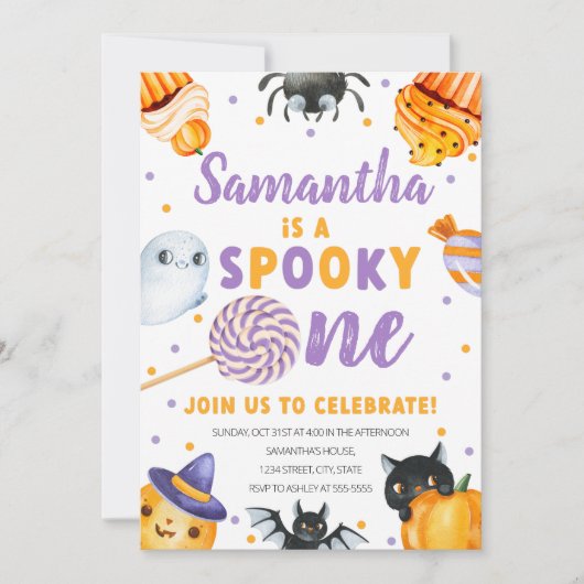 Halloween Spooky One First Birthday Invitation Kaart (Voorkant)