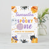 Halloween Spooky One First Birthday Invitation Kaart (Staand voorkant)