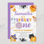 Halloween Spooky One First Birthday Invitation Kaart (Voorkant / Achterkant)