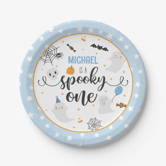 Halloween Spooky One Paper Bord - Blauw (Voorkant)