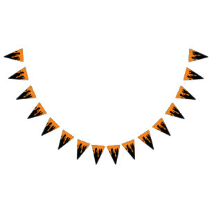 Halloween Spooky Oranje Black Dripping Slim Vlaggetjes