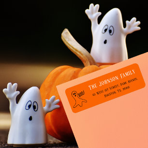 Halloween Spooky Oranje Party Mail Return Address Etiket