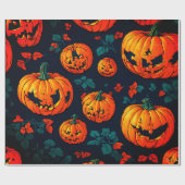 Halloween spooky oranje pompoen inpakpapier (Vlak)