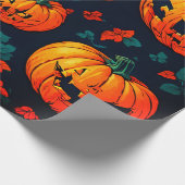 Halloween spooky oranje pompoen inpakpapier (Hoek)