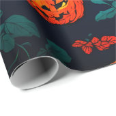 Halloween spooky oranje pompoen inpakpapier (Rol Hoek)