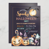 Halloween Spooky Party Pumpkins Verjaardag Kaart (Voorkant / Achterkant)