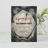 Halloween Spooky Party Spider Spinnenweb Zwart Roo Kaart (Staand voorkant)