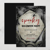 Halloween Spooky Party Spider Spinnenweb Zwart Roo Kaart (Voorkant / Achterkant)