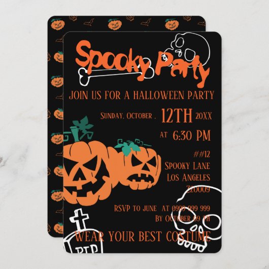 Halloween spooky party Uitnodiging (Voorkant / Achterkant)