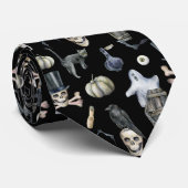 Halloween Spooky Pattern Stropdas (Opgerold)