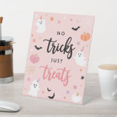 Halloween Spooky Pink Ghost Geen trucs Alleen Trea Reclamebord Met Voetstuk (Insitu)