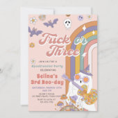 Halloween Spooky Pink Groovy Ghost Verjaardag Kaart (Voorkant)