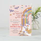 Halloween Spooky Pink Groovy Ghost Verjaardag Kaart (Staand voorkant)