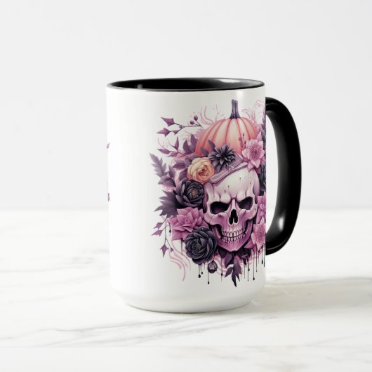 Halloween Spooky Pink Skull Mok (Voorkant rechts)
