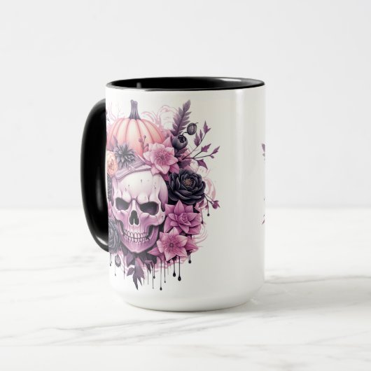 Halloween Spooky Pink Skull Mok (Voorkant links)