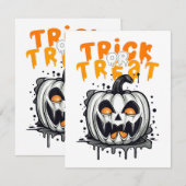 Halloween spooky pompoen ontwerp Trick or treat RSVP Kaartje (Voorkant / Achterkant)