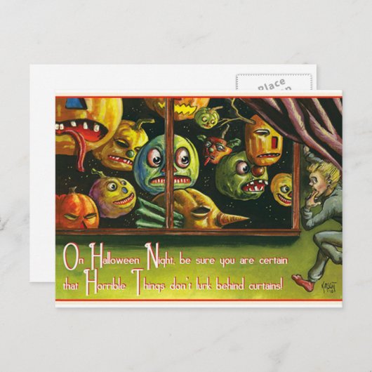  Halloween spooky pompoenen briefkaart (Voorkant / Achterkant)