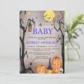 Halloween Spooky Pumpkin Baby shower Kaart (Staand voorkant)