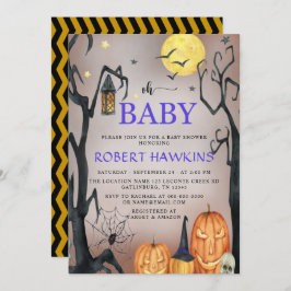 Halloween Spooky Pumpkin Baby shower Kaart