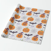 Halloween Spooky Pumpkin Bats Ghost Pattern Cadeaupapier (Uitgerold)
