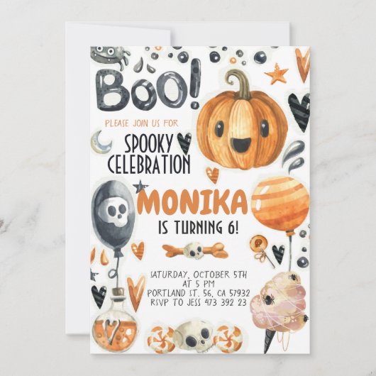 Halloween Spooky Pumpkin Birthday Uitnodiging  (Voorkant)