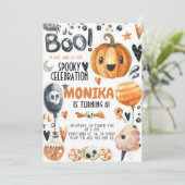 Halloween Spooky Pumpkin Birthday Uitnodiging  (Staand voorkant)