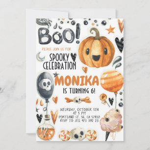 Halloween Spooky Pumpkin Birthday Uitnodiging 