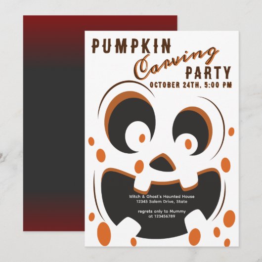Halloween Spooky Pumpkin Carving Contest Party Kaart (Voorkant / Achterkant)