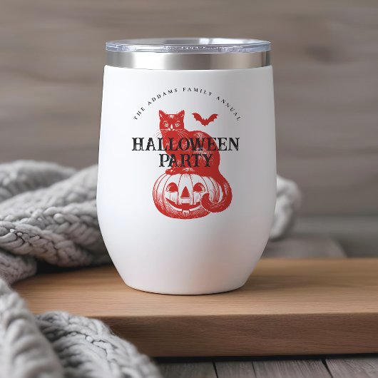 Halloween Spooky Pumpkin Cat and Bat