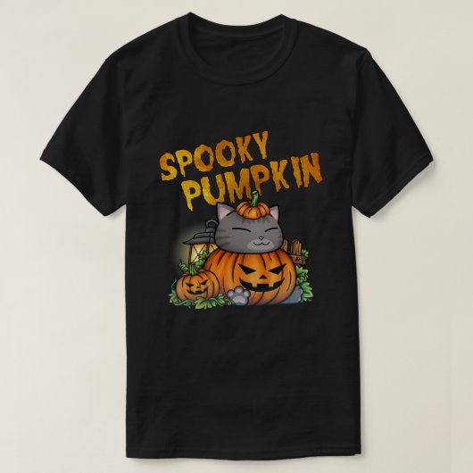 Halloween Spooky Pumpkin Cat T-shirt (Design voorkant)