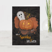 Halloween Spooky Pumpkin en Ghost Kaart (Voorkant)