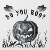 Halloween Spooky Pumpkin Ghost Boo Black Raamsticker (Vel)