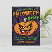 Halloween Spooky Pumpkin head Uitnodiging (Staand voorkant)
