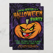 Halloween Spooky Pumpkin head Uitnodiging (Voorkant / Achterkant)