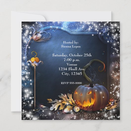 Halloween Spooky Pumpkin Magic Party Uitnodiging (Achterkant)