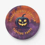 Halloween Spooky Pumpkin Party Paper Borden Papieren Bordje (Voorkant)