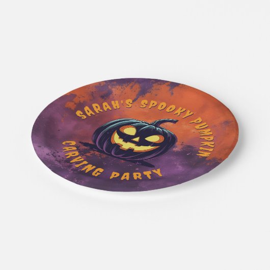 Halloween Spooky Pumpkin Party Paper Borden Papieren Bordje (Gekanteld)