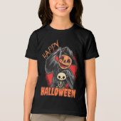 Halloween Spooky Pumpkin Tri-Blend Shirt (Voorkant)