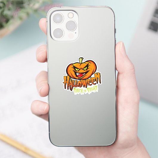 Halloween Spooky Pumpkin Trick or treat Sticker (Telefoon)