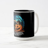 Halloween Spooky Pumpkin Tweekleurige Koffiemok (Voorkant rechts)
