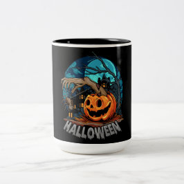 Halloween Spooky Pumpkin Tweekleurige Koffiemok