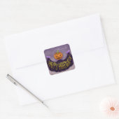 Halloween - Spooky Pumpkin w/Banner Vierkante Sticker (Envelop)