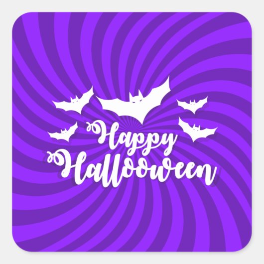 Halloween - Spooky Pumpkins Bats Vierkante Sticker (Voorkant)