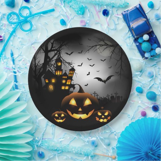 Halloween - Spooky Pumpkins Grey Moon - All Opt Papieren Bordje (Feest)