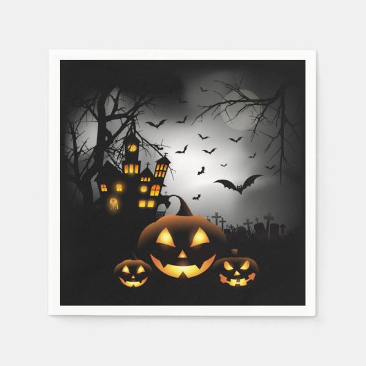 Halloween - Spooky Pumpkins Grey Moon - All Opt Servetten (Voorkant)