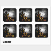 Halloween - Spooky Pumpkins Grey Moon Vierkante Sticker (Vel)