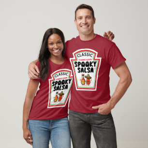 Halloween Spooky Salsa Hot Sauce Ketchup Mosterd T-shirt
